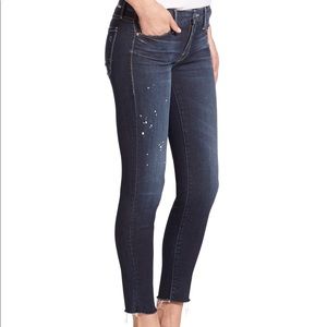 MOTHER Blue The Looker Paint Splatter Skinny Jeans